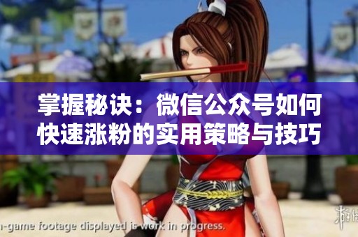 掌握秘诀：微信公众号如何快速涨粉的实用策略与技巧