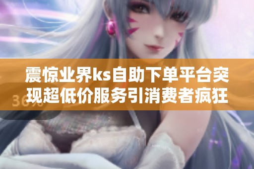 震惊业界ks自助下单平台突现超低价服务引消费者疯狂抢购 震惊业界ks自助下单平台突现超低价服务引消费者疯狂抢购