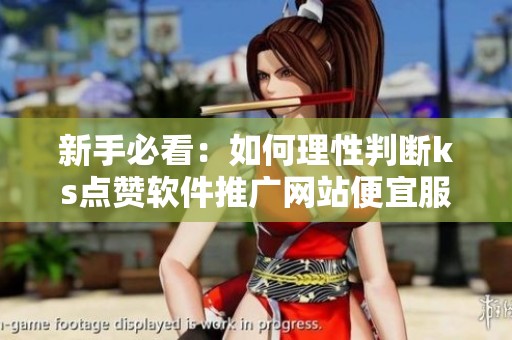 新手必看：如何理性判断ks点赞软件推广网站便宜服务的性价比