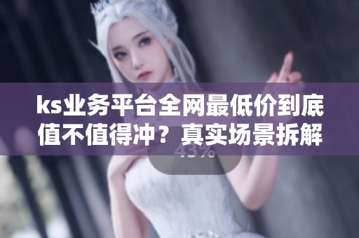 ks业务平台全网最低价到底值不值得冲？真实场景拆解