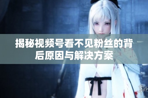 揭秘视频号看不见粉丝的背后原因与解决方案