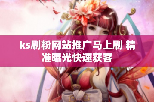 ks刷粉网站推广马上刷 精准曝光快速获客