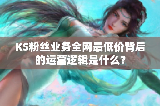 KS粉丝业务全网最低价背后的运营逻辑是什么? KS粉丝业务全网最低价背后的运营逻辑是什么?