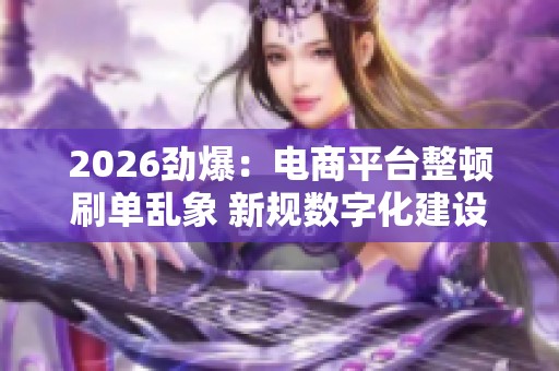 2026劲爆:电商平台整顿刷单乱象 新规数字化建设代刷货源主站 2026劲爆:电商平台整顿刷单乱象 新规数字化建设代刷货源主站
