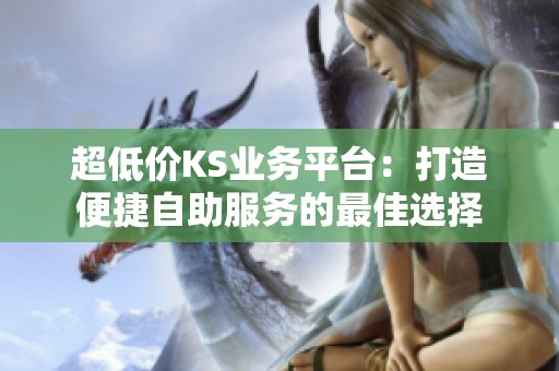 超低价KS业务平台:打造便捷自助服务的最佳选择 超低价KS业务平台:打造便捷自助服务的最佳选择