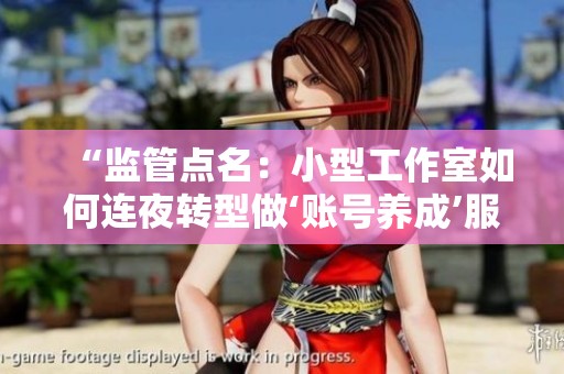 “监管点名:小型工作室如何连夜转型做‘账号养成’服务” “监管点名:小型工作室如何连夜转型做‘账号养成’服务”