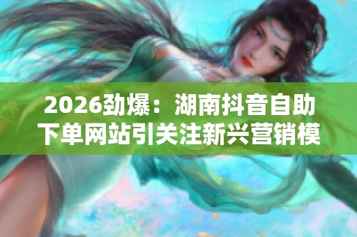 2026劲爆：湖南抖音自助下单网站引关注新兴营销模式助力商家精准
