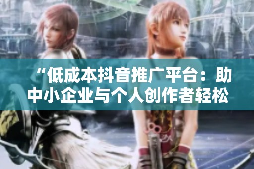 “低成本抖音推广平台:助中小企业与个人创作者轻松获取流量” “低成本抖音推广平台:助中小企业与个人创作者轻松获取流量”