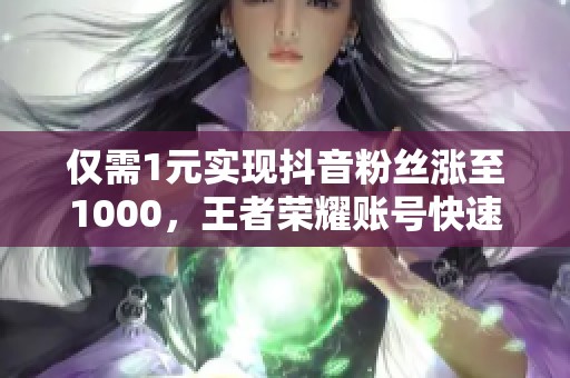 仅需1元实现抖音粉丝涨至1000,王者荣耀账号快速成长秘籍 仅需1元实现抖音粉丝涨至1000,王者荣耀账号快速成长秘籍