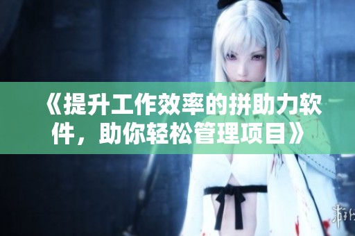 《提升工作效率的拼助力软件，助你轻松管理项目》
