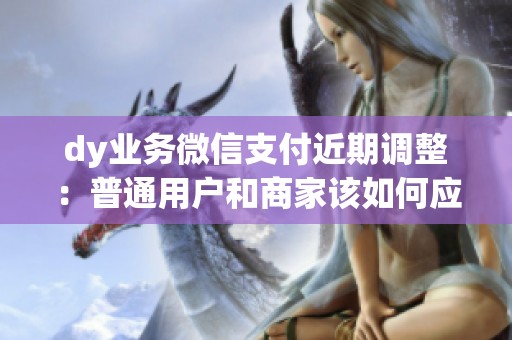 dy业务微信支付近期调整:普通用户和商家该如何应对? dy业务微信支付近期调整:普通用户和商家该如何应对?