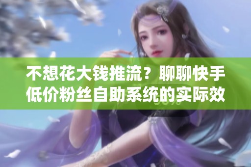 不想花大钱推流?聊聊快手低价粉丝自助系统的实际效果 不想花大钱推流?聊聊快手低价粉丝自助系统的实际效果